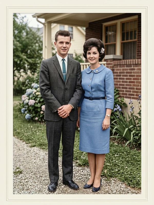 After AI restoration - the same vintage portrait cleaned of scratches and naturally colorized